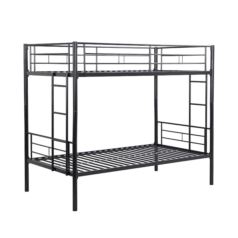 Twin Over Twin Metal Bunk Bed Black