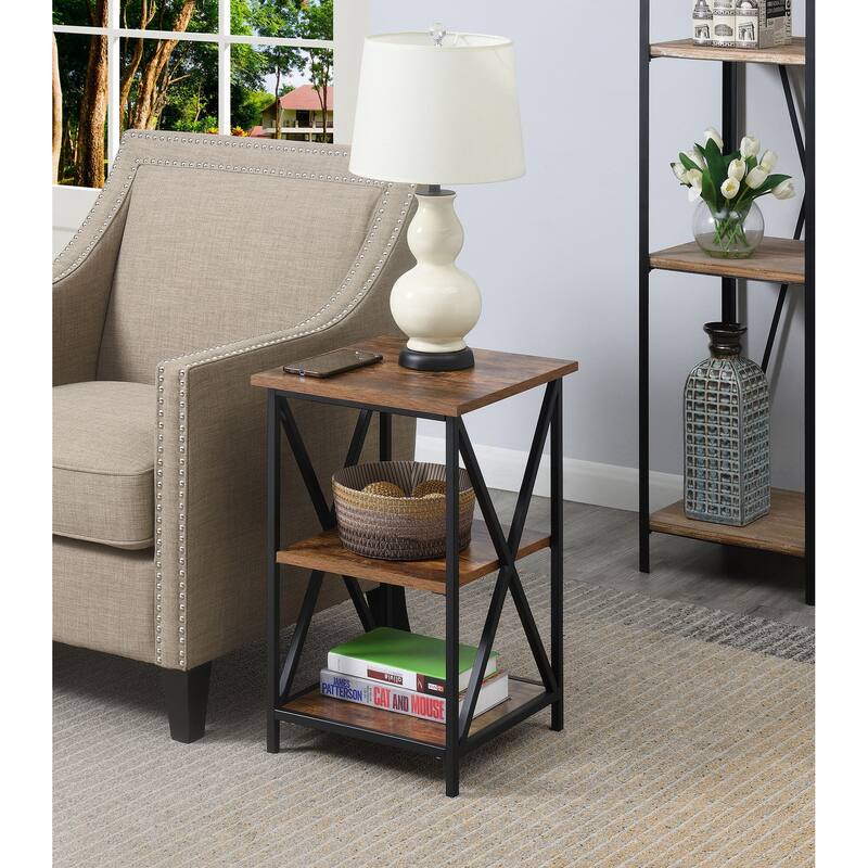 Convenience Concepts Tucson End Table with Shelves - Barnwood/Black