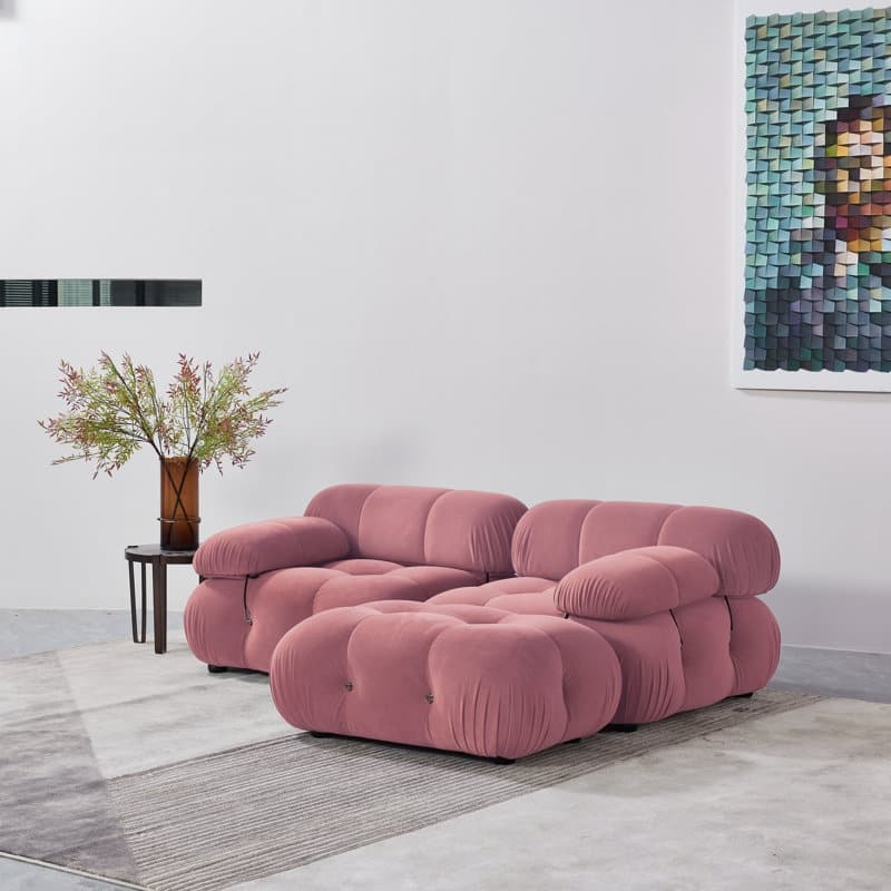 Daimion 3 Pieces Upholstered Sectional - Pink Velvet