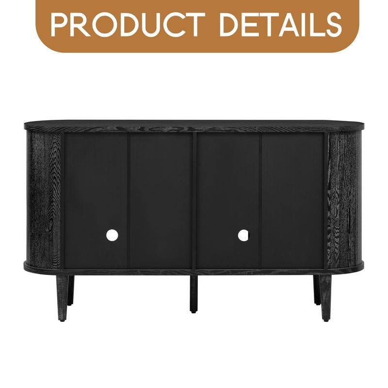 Sideboard Cabinet with Storage, Wood Buffet Cabinet with Glass Doors and Adjustable Shelves for Kitchen