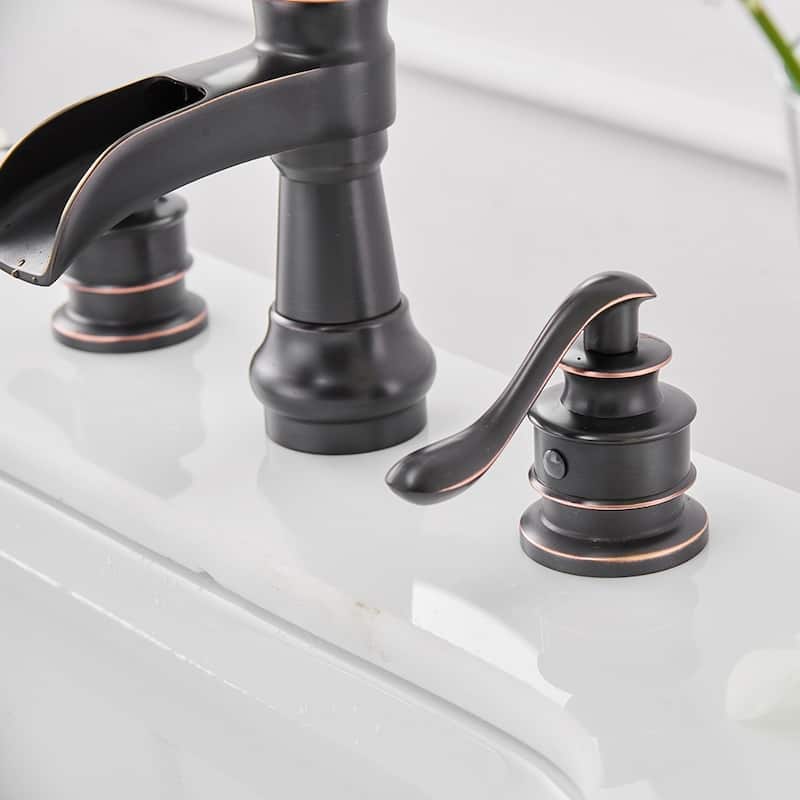 Rustic Bronze Widespread 2-Handle Waterfall Bathroom Faucet