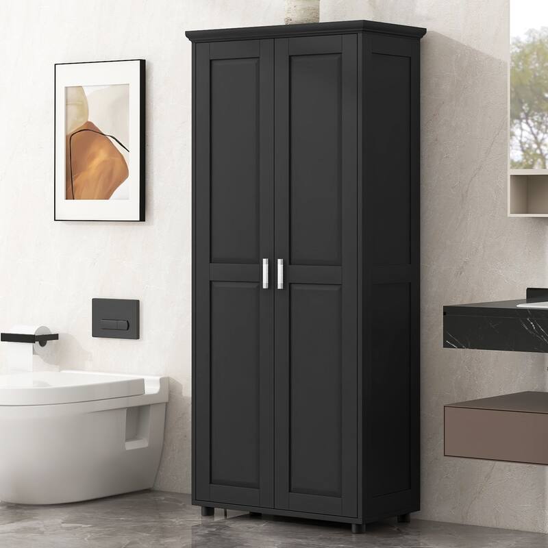 Storage Cabinet with Two Doors for Bathroom, Office, Adjustable Shelf, MDF Board