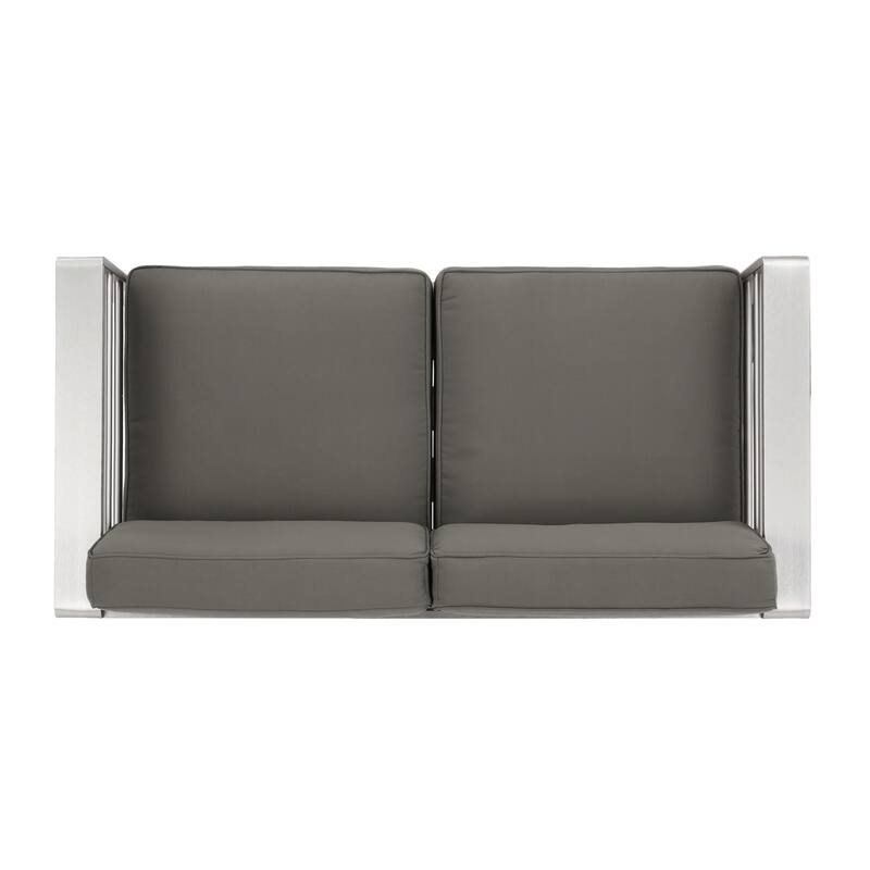 Cape Coral Outdoor 4 Seater Aluminum Chat Set with Side Table by Christopher Knight Home