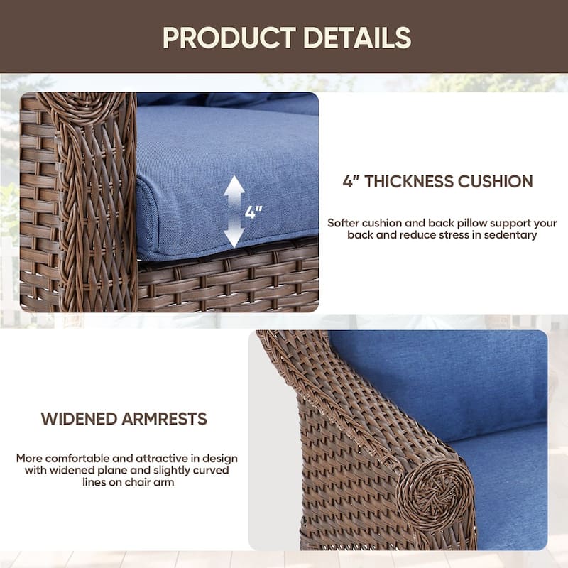 Gymojoy Outdoor Wicker Patio Chairs Set of 2 with Cushions