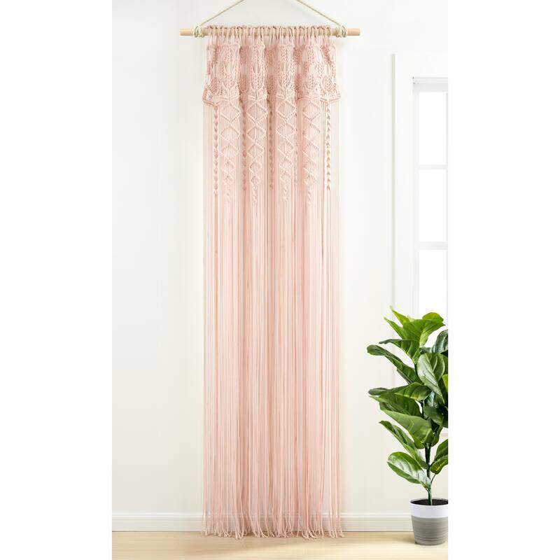 Lush Decor Boho Macrame Textured Cotton Window Curtain/Room Divider/Doorway/Wall Decor