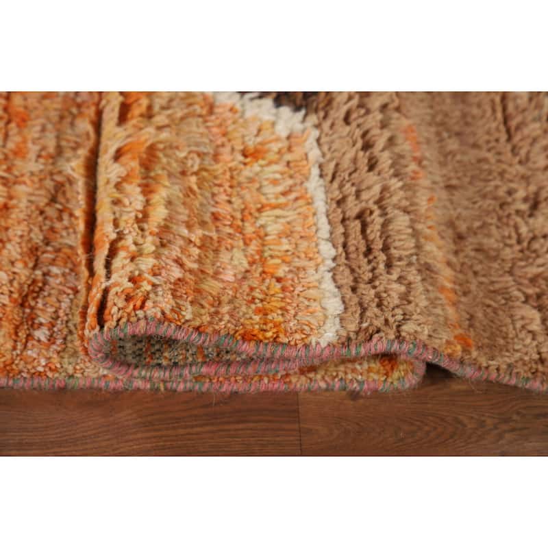 Abstract Plush Moroccan Oriental Area Rug Hand-Knotted Wool Carpet - 8'0" x 10'8"