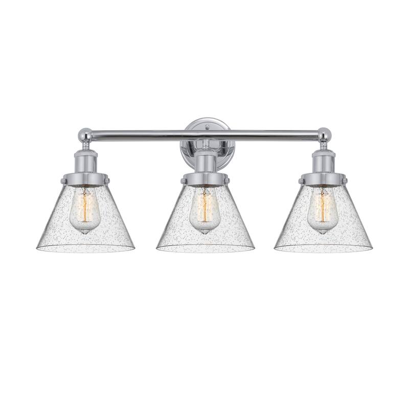 Innovations Lighting 616-3W-12-26 Cone Vanity Cone 3 Light 26" Wide - Polished Chrome / Seedy