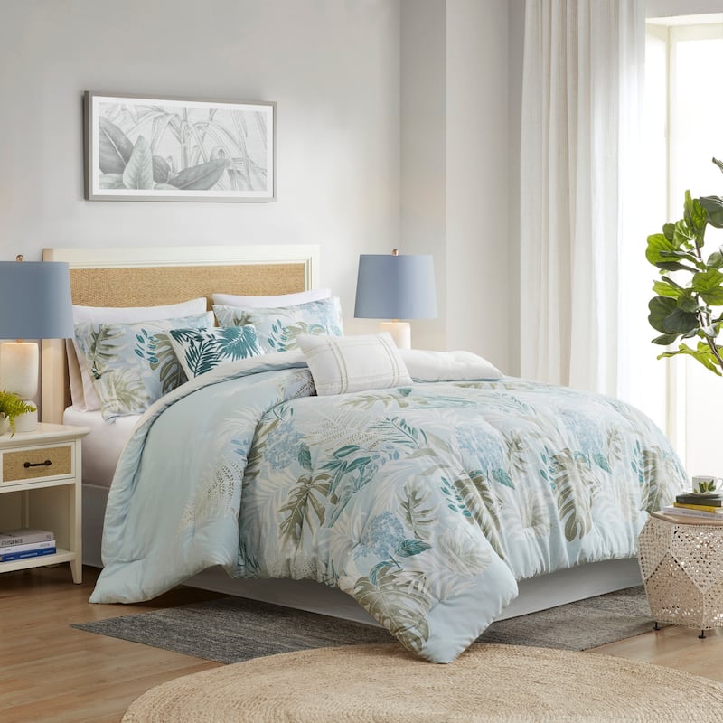 Harbor House Kiawah Island 6 Piece Oversized Cotton Comforter Set with Throw Pillow