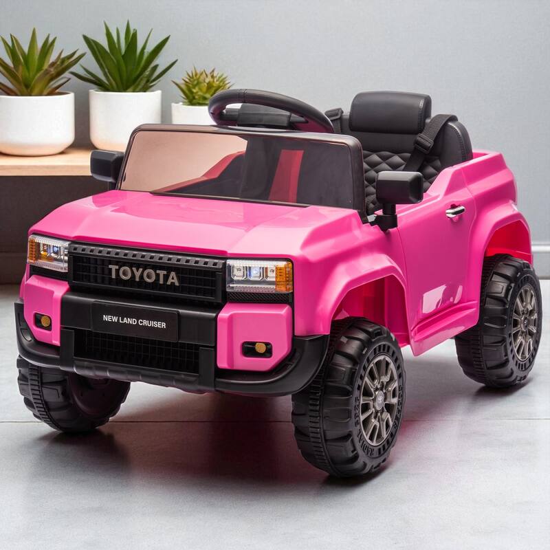 12V Licensed Toyota LC250 Ride-On Car with Remote Control, Four-Wheel Suspension, Bluetooth,LED Lights,USB,Music for Kids 2-4 - Pink