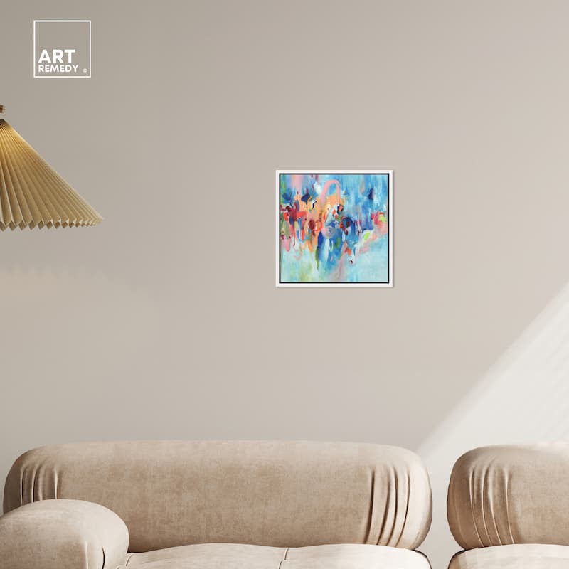 Art Remedy New Sky Framed Blue Abstract 1 Piece Canvas Wall Art
