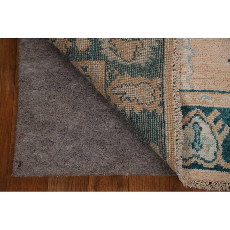Hand Knotted Oriental 100% Wool Carpet Transitional Geometric Peach Oushak Area Rug - 2' 11'' X 2' 1''