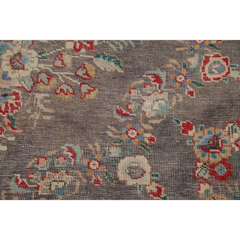 Vintage Navy Blue Tabriz Persian Area Rug Hand-Knotted Wool Carpet - 9'6" x 12'5"