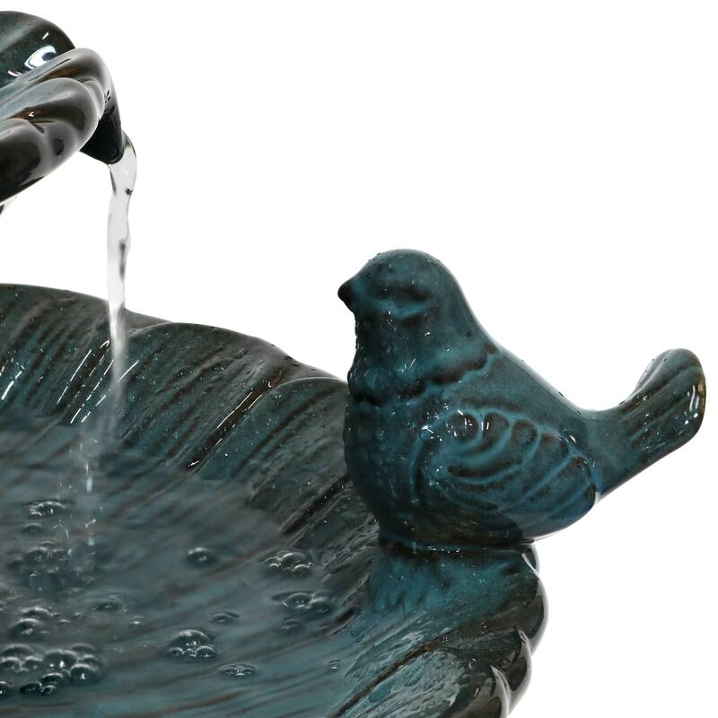 Sunnydaze 2-Tier Resting Birds Ceramic Outdoor Water Fountain - 27"