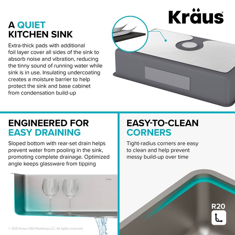Kraus Dex 32" Undermount Single Basin 16 Gauge Stainless Steel Kitchen