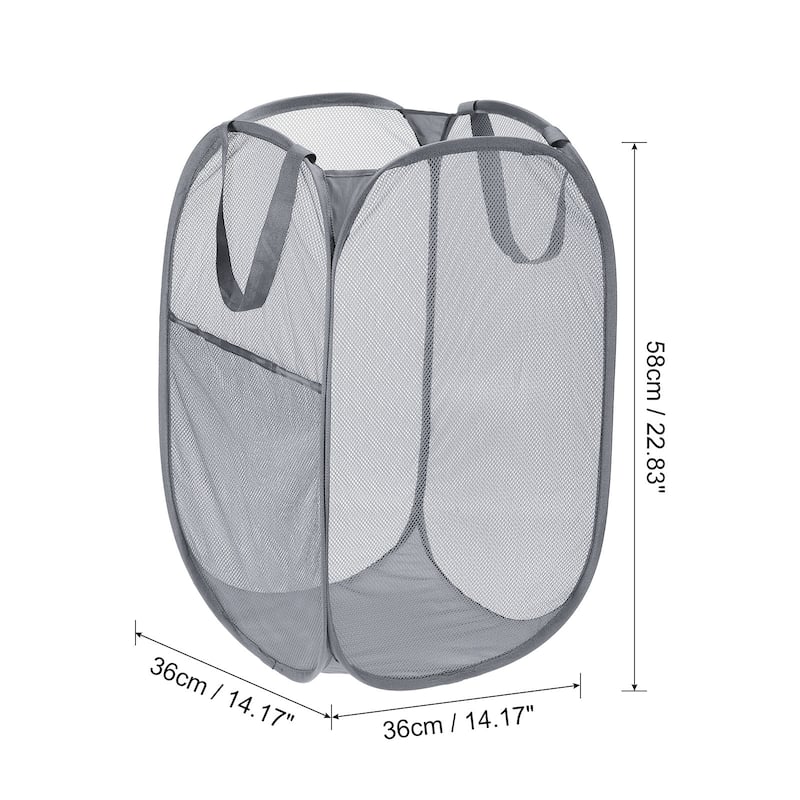Mesh Laundry Hamper, Collapsible Laundry Baskets Bag, 1 Pcs - 14.17" x 14.17" x 22.83" - Grey