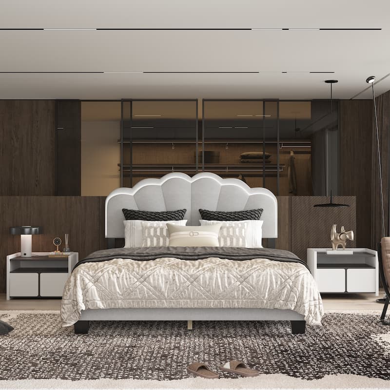 TB117 - Certified Queen Upholstered Bedroom Bed, Polyester Upholstered, Safe & Durable