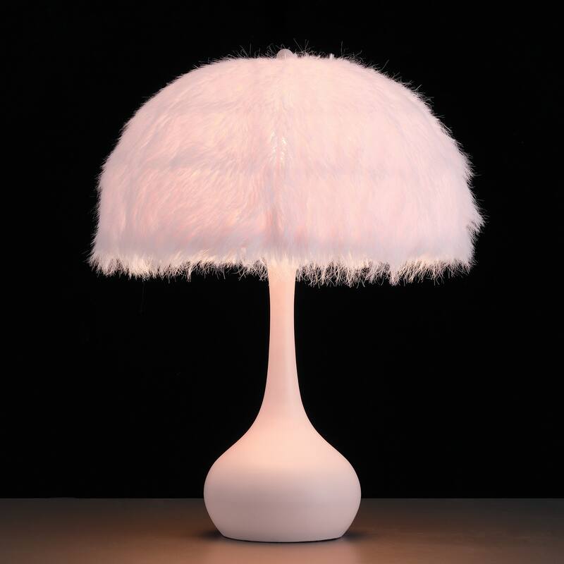 Acroma Teardrop Base Spherical Table Lamp with Feather Accents