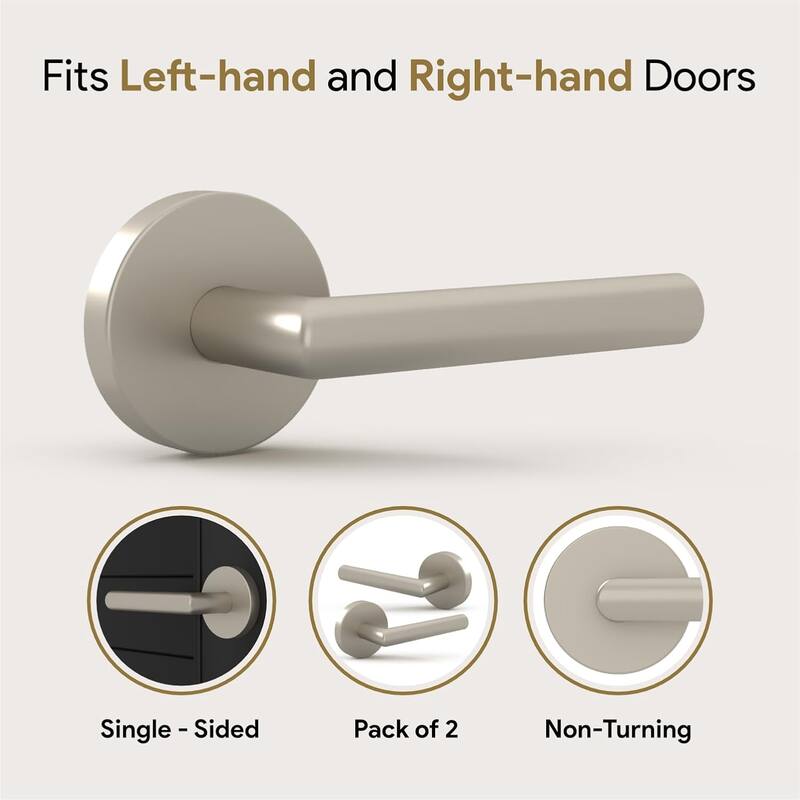 Mega Handles RONN Dummy Flat Door Lever, Non-Turning Reversible Door Handle for Closet, French, Pantry Doors, Easy Installation
