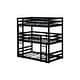 preview thumbnail 12 of 37, Rubber Wood Bunk Bed with Two Built-in Ladders, Guardrails, Detachable Triple Twin Bunk