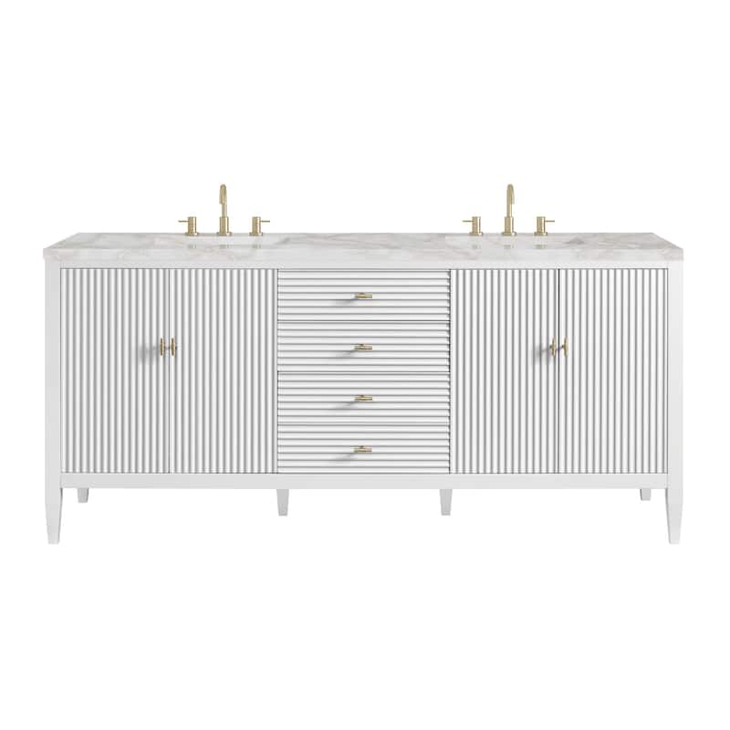 James Martin Vanities 485-V72-3VSL Myrrin 72" Double Basin Wood Vanity - Bright White - Painted