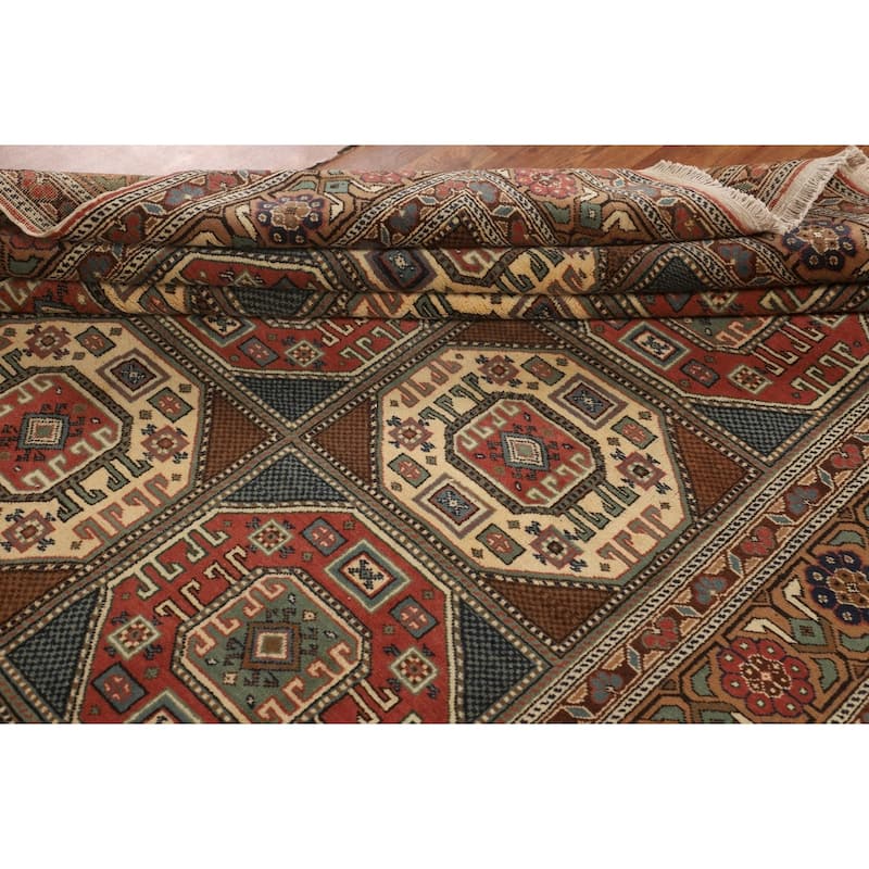 Geometric Anatolian Turkish Vintage Area Rug Handmade Wool Carpet - 6'7" X 9'8"