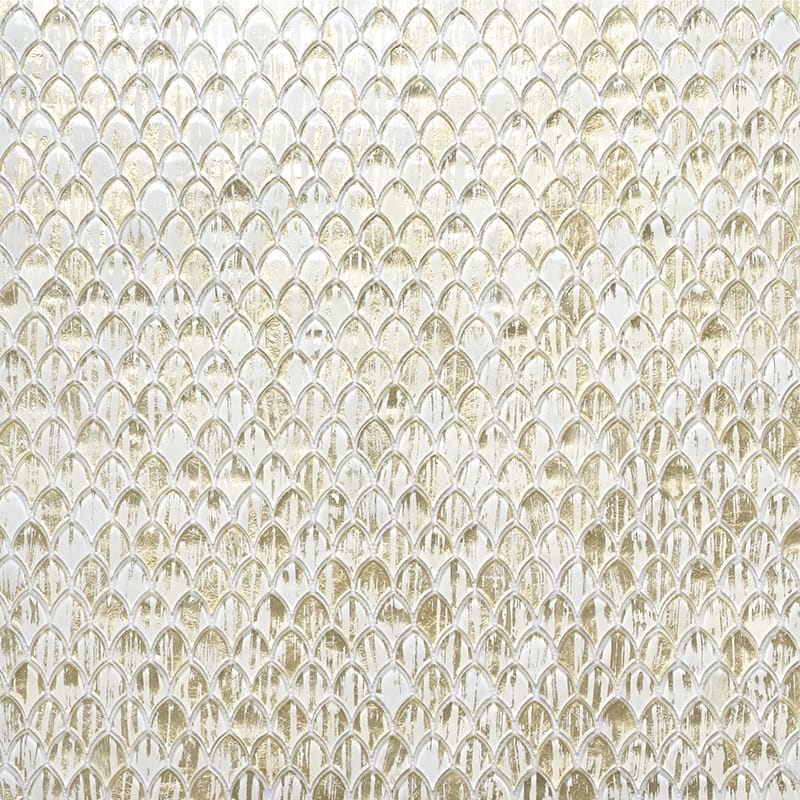 Apollo tile 11" x 11" Majeste Glossy Gold White Glass Tile (8.48 sq ft/case) - 10 Pack