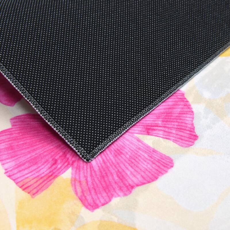 Tropical Posies, Hand Washable Flowers Art Area Rug, power-loomed, 100% polyester, 2mm pile, nonslipping back