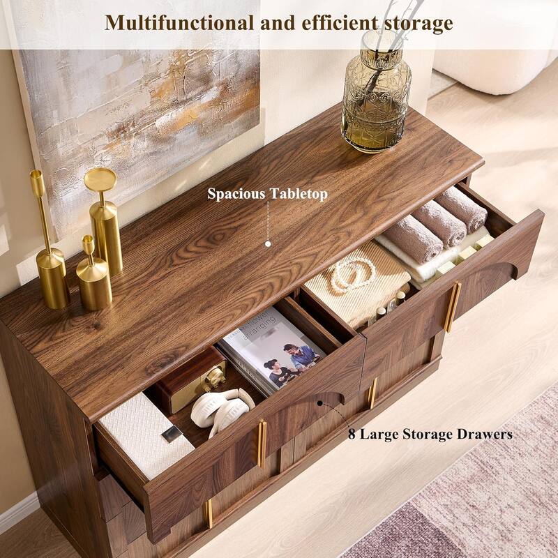 Modern Arched 8 Chests Drawer, Large Dressers for Bedroom, Living Room
