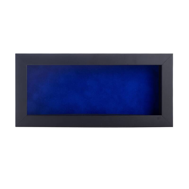 13x34 Shadow Box Frame Black Wood | With a 3/4" Usable Display Depth | Includes a Royal Blue Real Suede Texture Acid-Free