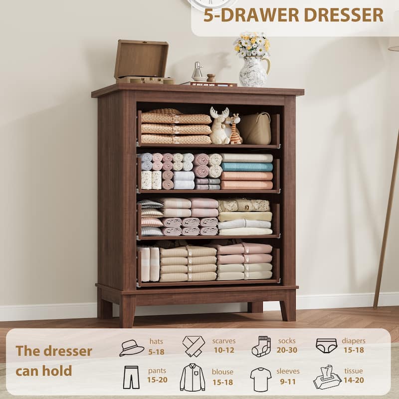 4 Dresser for Bedroom, 34.8" Tall Wooden Freestanding Chest of Drawers