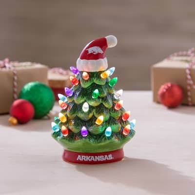 8" LED Ceramic Tabletop Christmas Tree, University of Arkansas