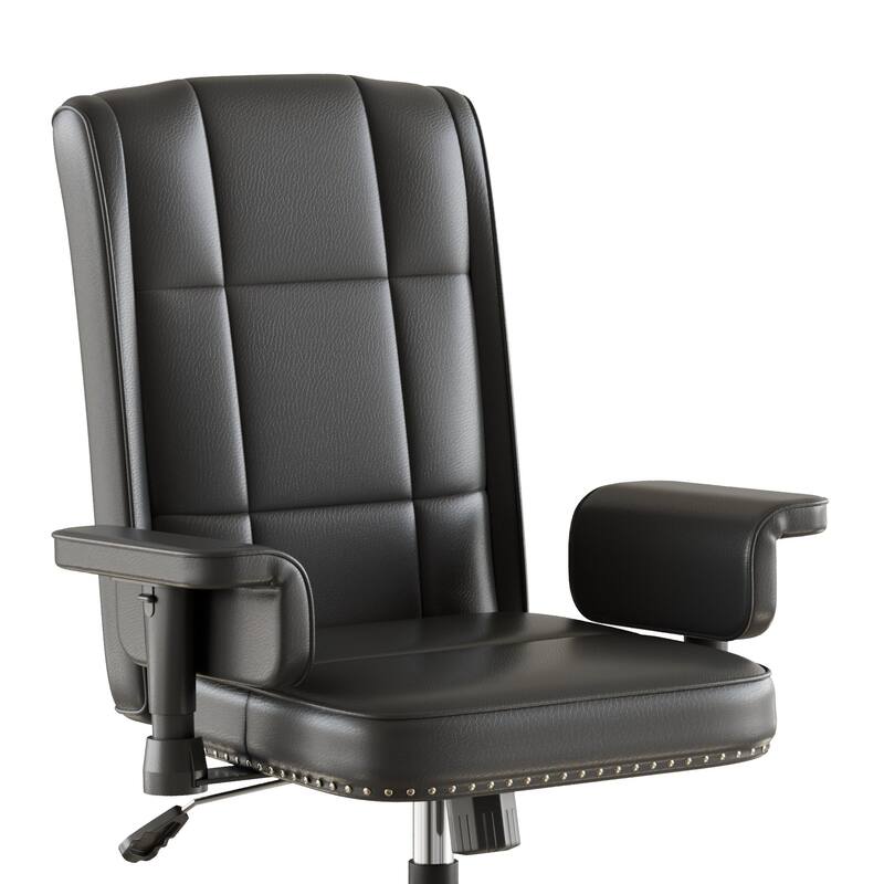 Pu Leather Home Office Desk Chair, Adjustable Desk Chair Office Chair Computer Chair Ergonomic Mid Back with 360°Swivel
