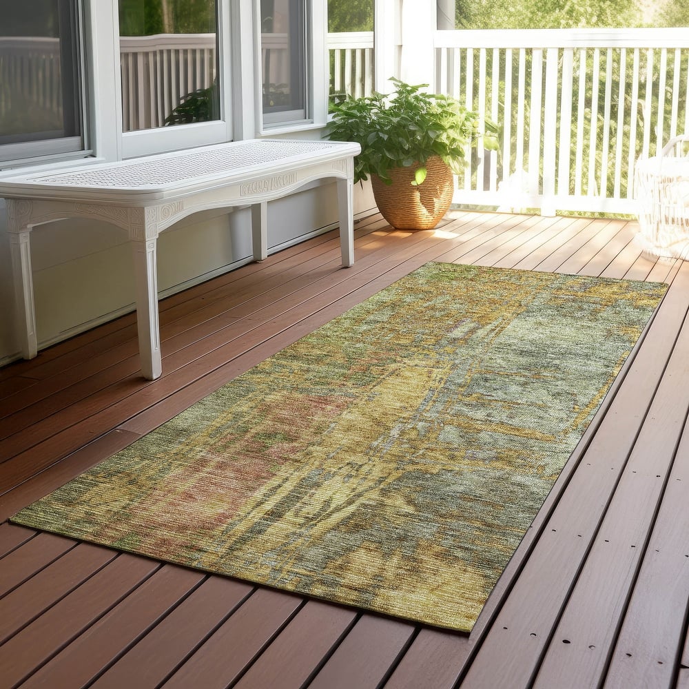 Machine Washable Indoor/ Outdoor Abstract Modern Chantille Rug