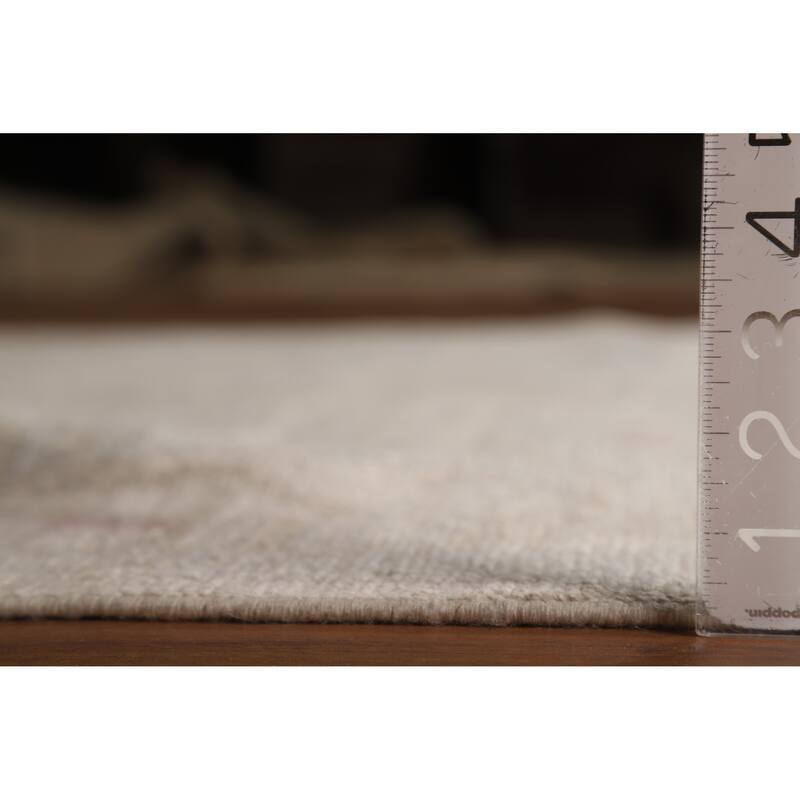 Vegetable Dye Oushak Turkish Rug Handmade Bedroom Beige Wool Carpet - 4'10"x 7'5"