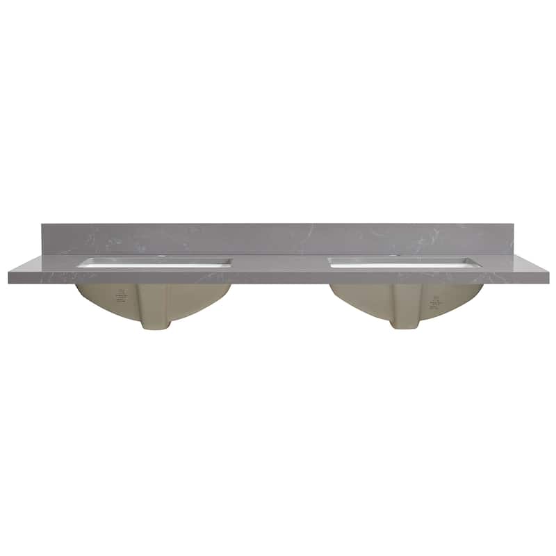 Malaga Composite Stone Vanity Top with White Rectangular Sink
