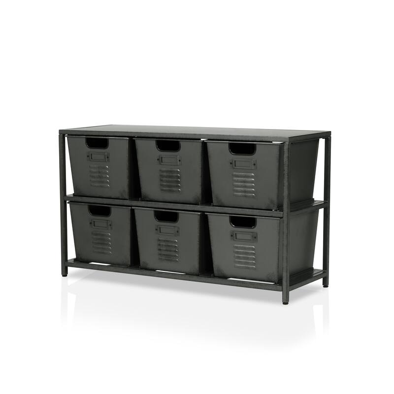 Copern Industrial 44-inch Metal 6-Bin Storage Shelf by Furniture of America