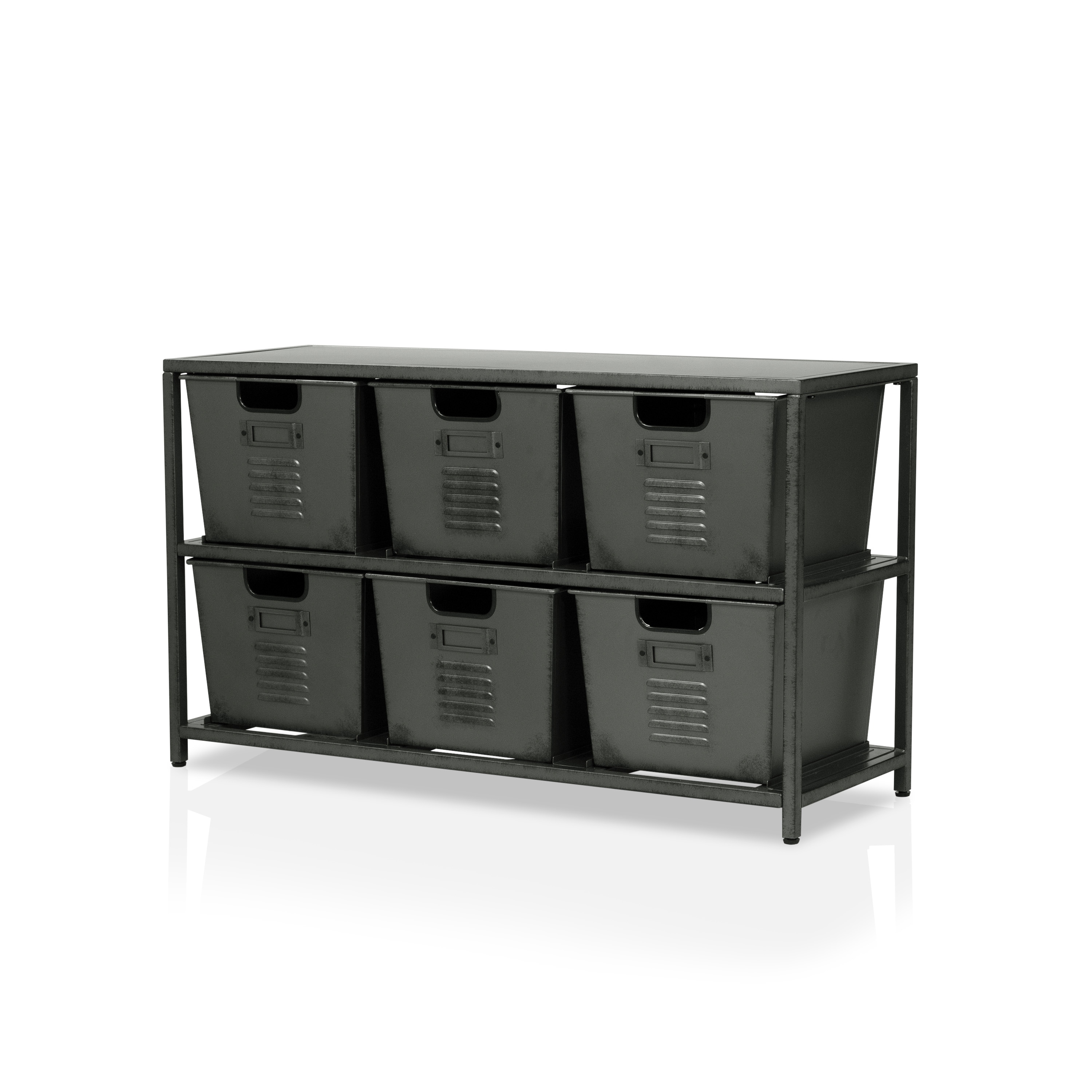 Copern Industrial 44-inch Metal 6-Bin Storage Shelf by Furniture