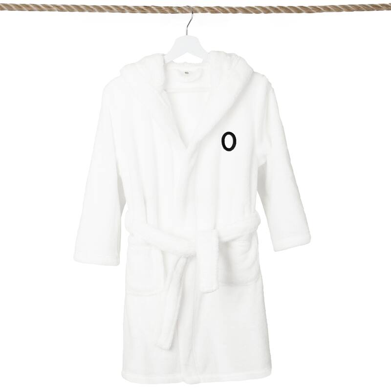 Sweet Kids 100% Polyester SUPER PLUSH Double Brushed Hooded Bathrobe with Black Bookman Monogram