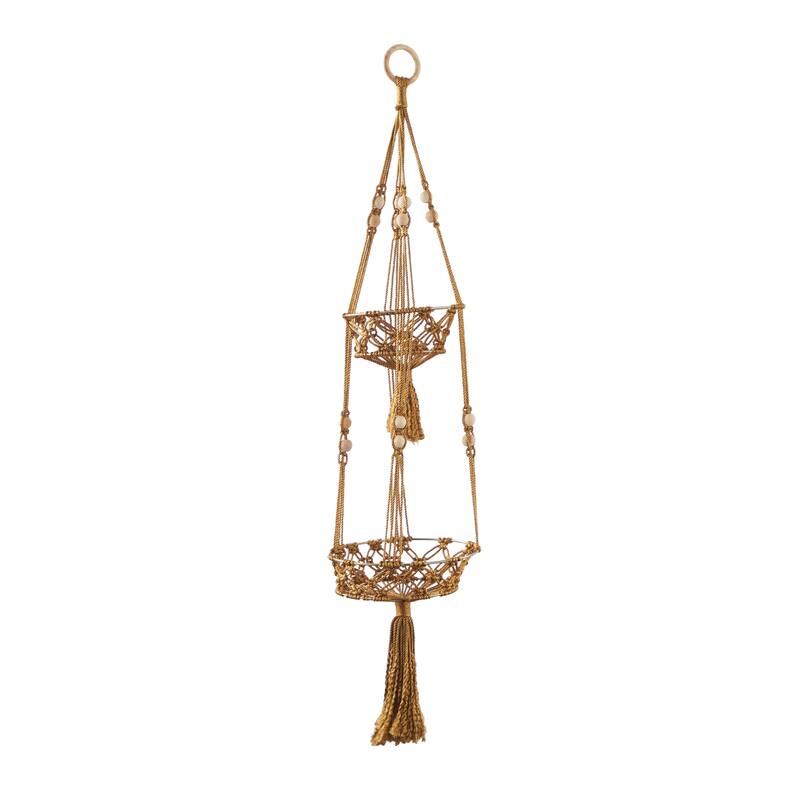 Intricately Handmade Fabric Hanging Macrame Wall Planter - Brown or White