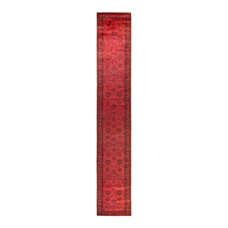 Fine Vibrance, One-of-a-Kind Hand-Knotted Runner Rug - Orange, 2' 7" x 15' 10" - 2' 7" x 15' 10"