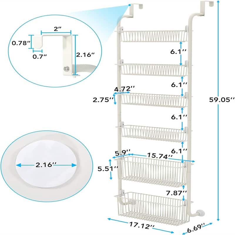 4 Baskets Over the Door Pantry Organizer Rack