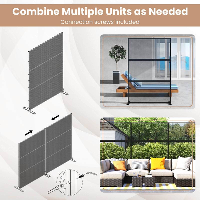 Costway 72”H x 48”W Metal Privacy Screen with Expansion Bolts & - See Details