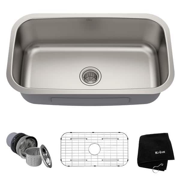 slide 2 of 22, KRAUS Premier Stainless Steel 31 1/2 inch Undermount Kitchen Sink