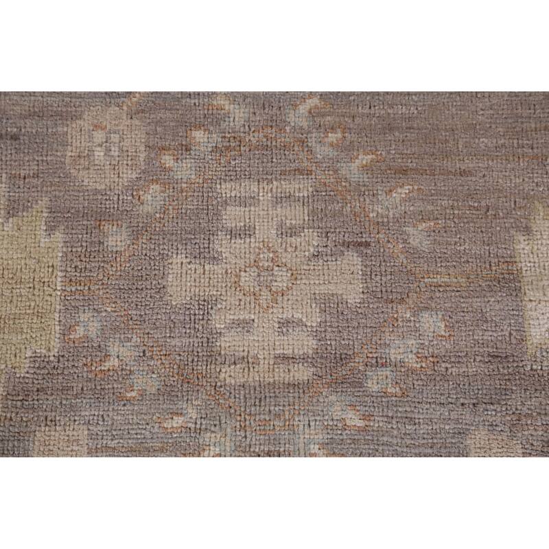 Hand Knotted Oriental 100% Wool Carpet Transitional All-Over Greys & Charcoal Oushak Area Rug - 11' 11'' X 9' 1''