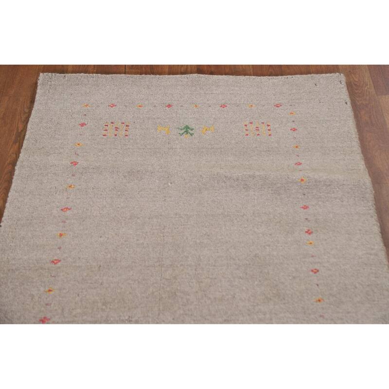 Tribal Gabbeh Beige Runner Rug Handmade Wool Carpet - 2'10"x 9'8"