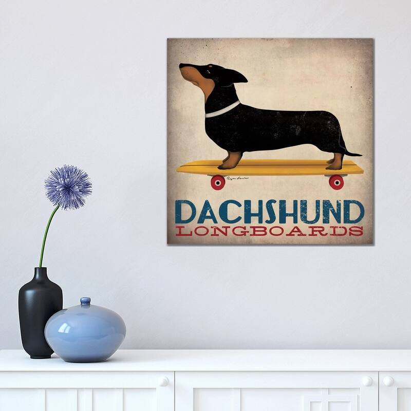 iCanvas "Dachshund Longboards " by Ryan Fowler Canvas Print - 18x18x1.5