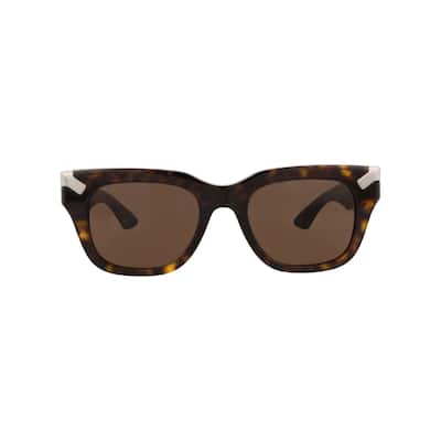 Alexander McQueen Square-Frame Recycled Acetate Sunglasses, Brown Lens, Shiny Dark Havana Frame