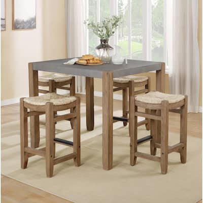 The Gray Barn Enchanted Acre Faux Concrete and Wood Counter Height Dining Table - Brown