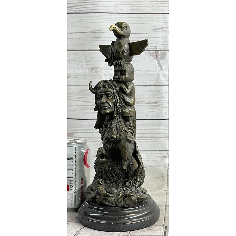 Native American Indian Totem Pole Bronze Sculpture Statue Original Art By Milo