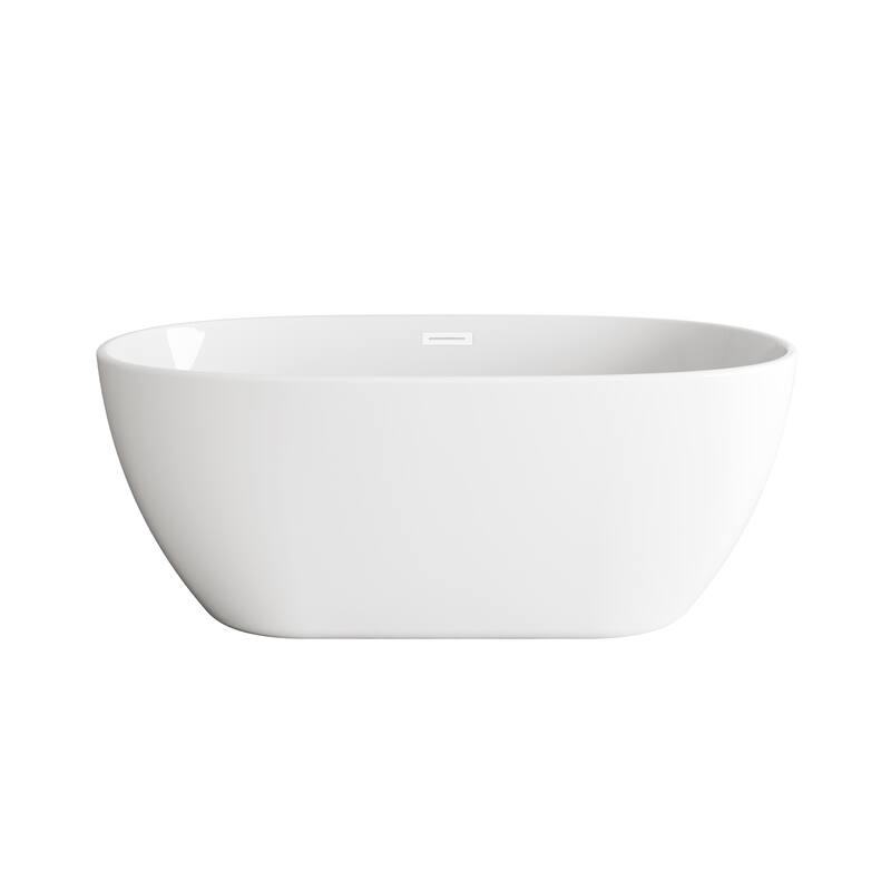 Adler Soaking Bathtub in Glossy White - Glossy White with White Trim - 59"